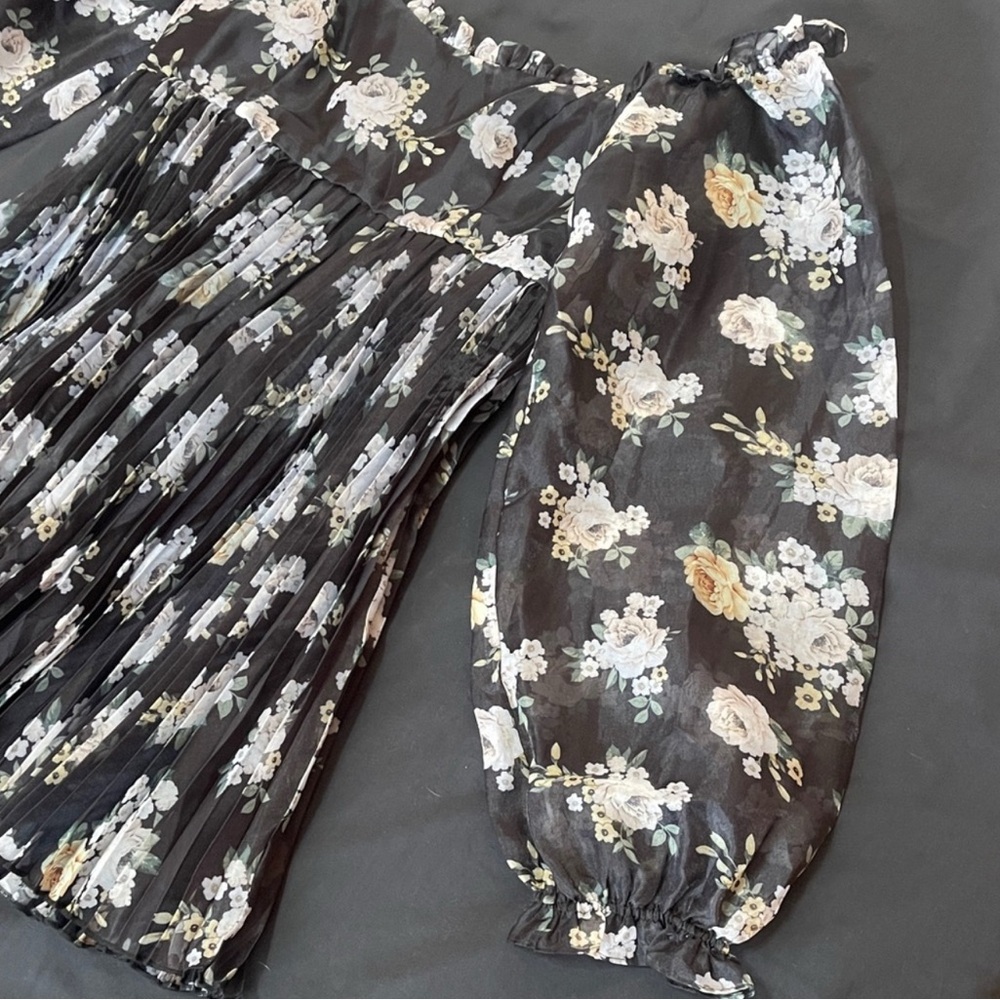 Lulu's Black Floral Long Sleeve Dress - Picture 7 of 11